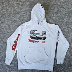 DGK Men’s Graphic Hoodie – White – Size L – Streetwear Car Print Pullover